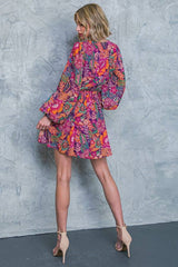 Floral printed woven mini dress