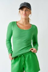 CoreClassic Micro-Ribbed Built-In Bra Long Sleeve Top