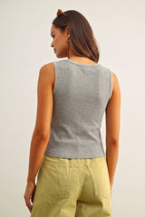 MINI RIBBED KNIT TOP WITH STITCH DETAIL