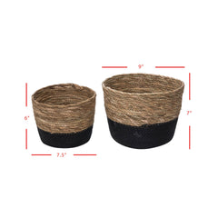 Aldis Set 2 Large Black & Cattail Storage Gift Basket