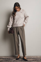 Collared Pointelle Knit Sweater