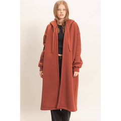 Oversized Hooded Open Front Coat