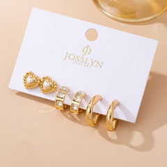 Pearl Heart & Rhinestone Huggie Hoop Trio Earring | 80E61757