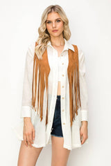 BOHO WESTERN 2TONE FRINGED SUEDE VEST -  6408