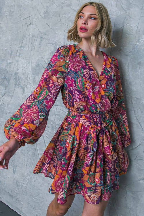 Floral printed woven mini dress