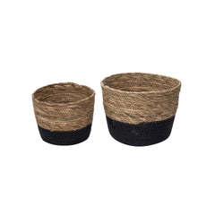 Aldis Set 2 Large Black & Cattail Storage Gift Basket