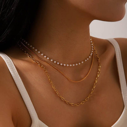 18K STAINLESS STEEL TARNISH FREE LAYERED NECKLACE | 40NK9683