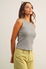 MINI RIBBED KNIT TOP WITH STITCH DETAIL