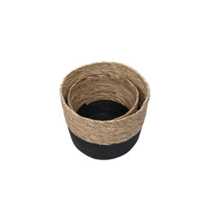 Aldis Set 2 Large Black & Cattail Storage Gift Basket