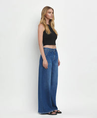 SUPER HIGH RISE PLEATED WIDE JEANS