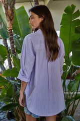 Woven Cotton Polyester Striped Buttondown Shirt