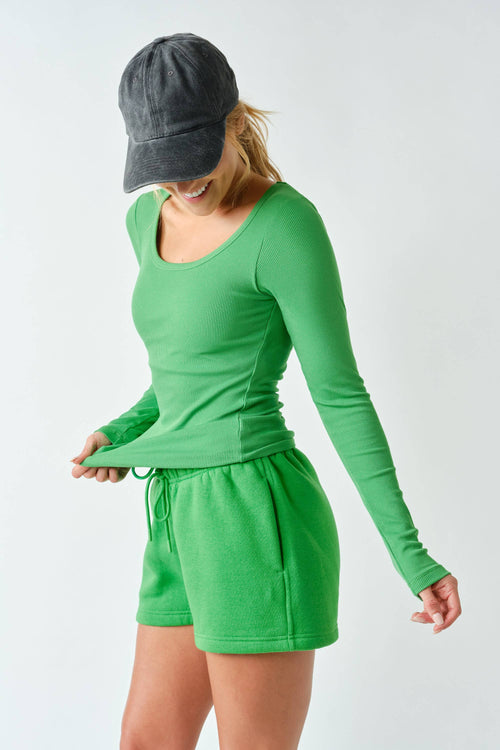 CoreClassic Micro-Ribbed Built-In Bra Long Sleeve Top
