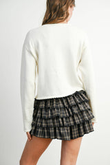 Tie-Front Cropped Long Sleeve Top