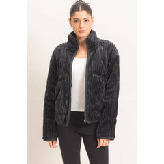 Quilted Corduroy Zip-Up Jacket