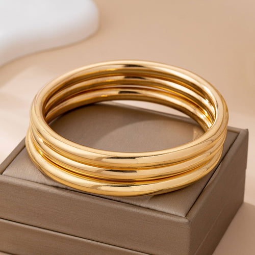 Chunky Triple Tube Bangle Set