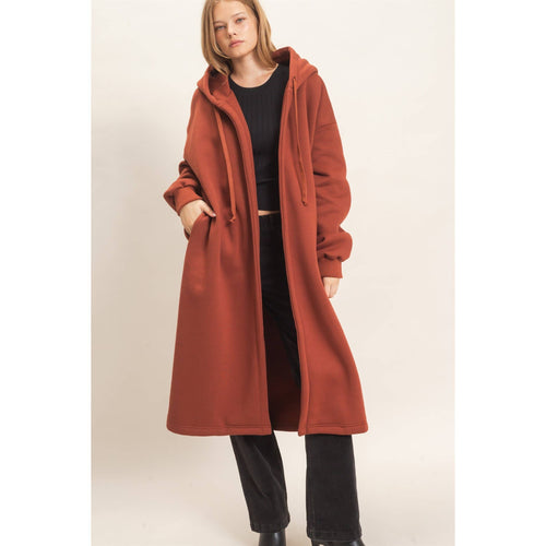 Oversized Hooded Open Front Coat
