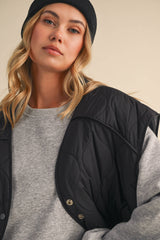 REVERSIBLE OVERSIZED QUILTTED PADDED VEST