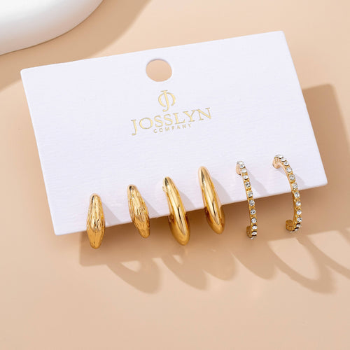 Tapered Rhinestone Huggie Hoop Trio Earring