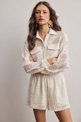 Crochet Lace Button-Front Set