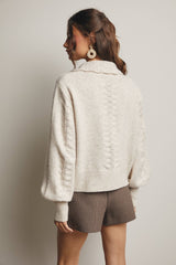 Collared Pointelle Knit Sweater