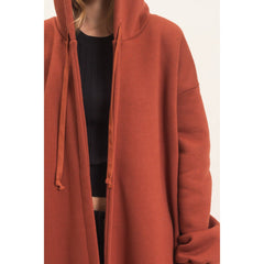 Oversized Hooded Open Front Coat