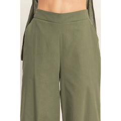 Spaghetti Strap Top & Wide-Leg Pants Set