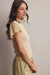 Puff Sleeve Textured Knit Top