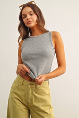 MINI RIBBED KNIT TOP WITH STITCH DETAIL