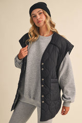REVERSIBLE OVERSIZED QUILTTED PADDED VEST