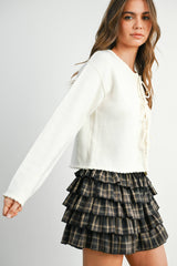 Tie-Front Cropped Long Sleeve Top