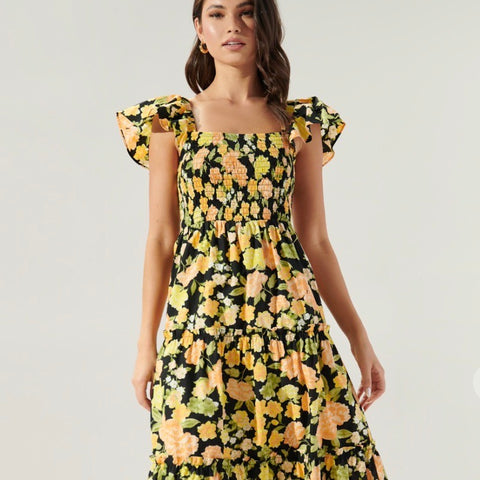 Yellow Side Slit Dress