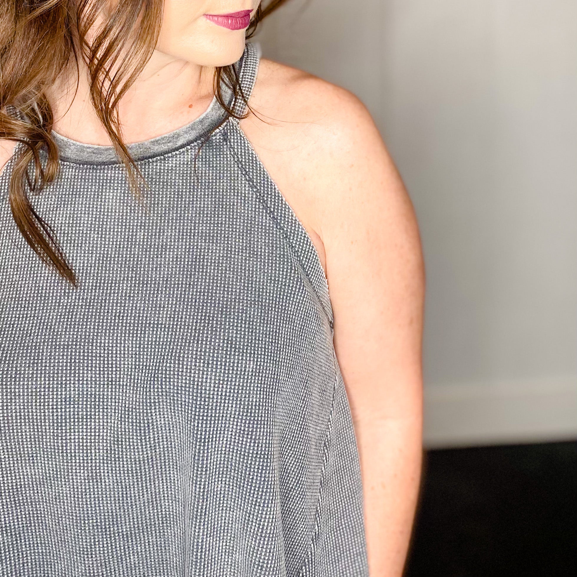 Washed Charcoal Halter Neck Tank