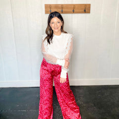Magenta Zoya Floral Satin Pants