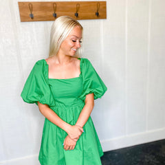 Emerald Puff Sleeve Dress