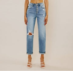 KanCan High Rise Single Cuff Mom Jean