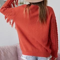 Rust Sweater with Fringe